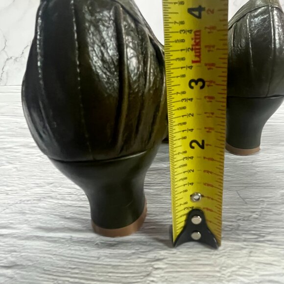 Miz Mooz Women's Trinity Olive Green Leather Kitten Heeled Shoes - Picture 8 of 16